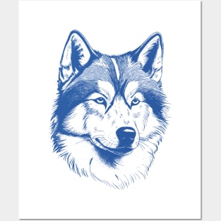 Alaskan Malamute Minimalist Line Art Drawing Posters and Art